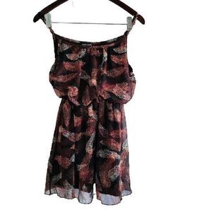 Wet Seal‎ Women M Black/Peach Ruching Spaghetti Strap Blouse Art 2 Wear Boho Top